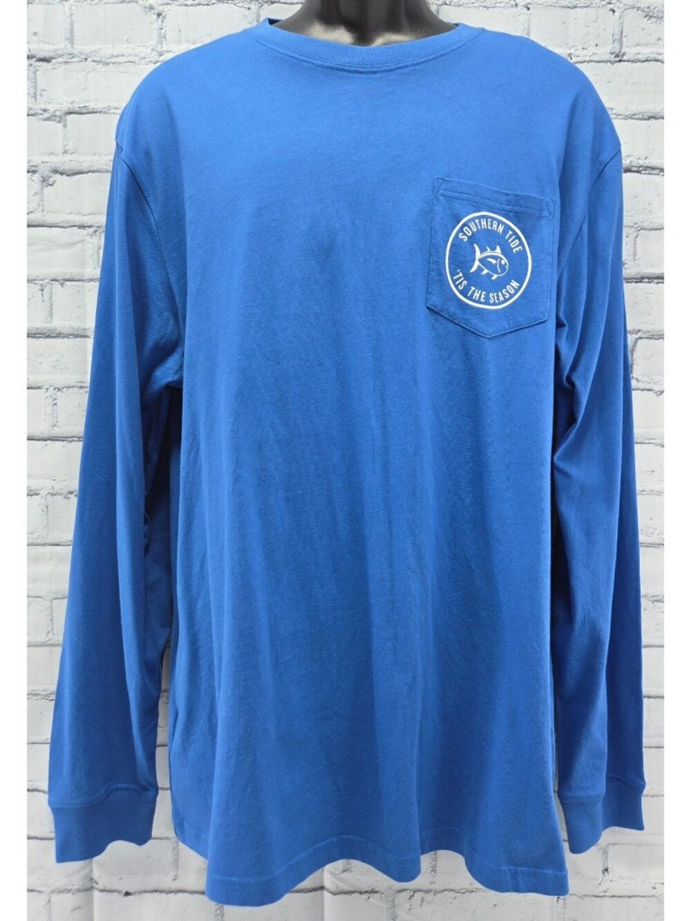 Southern Tide Mens Classic Blue Long-Sleeve T-Shirt Large Tis The Season Graphic
